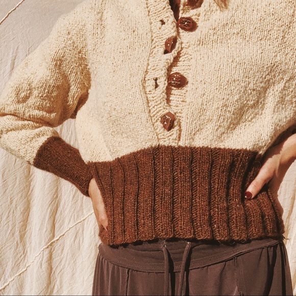Vintage Sweaters - Vintage handmade wool + wooden button sweater